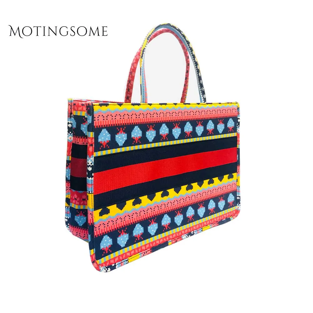 

Bohemian Style Stripe Decorative Pattern Canvas Book Tote Bag Elegant Women Brand Desgin Fashion Bags Ladies Luxury Bags 2019