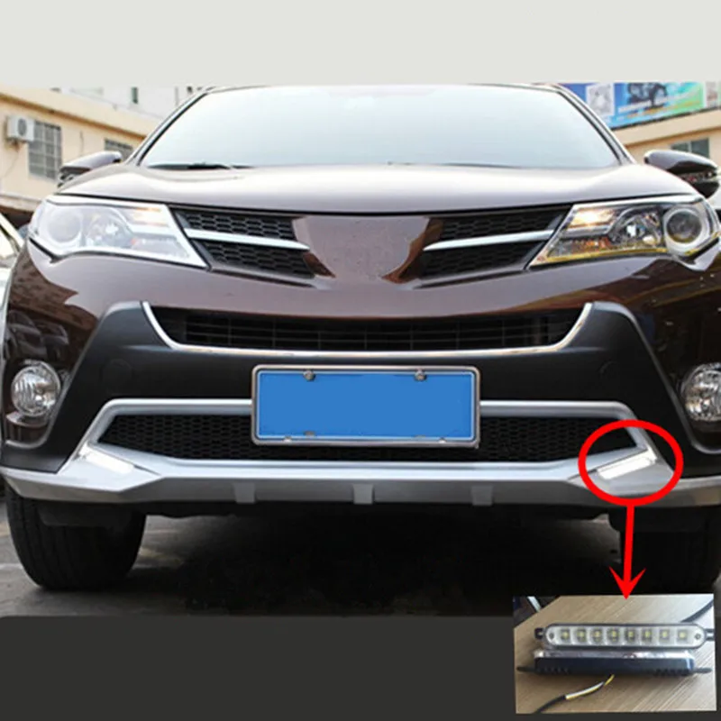 2 шт. автомобиля 8 светодиодный фонарь бампера фары дневного света DRL для Toyota RAV4 2013 Замена
