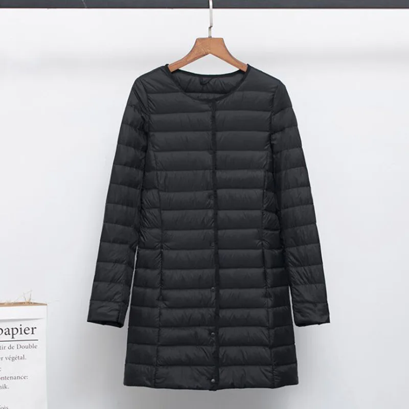 SEDUTMO, зимние, размера плюс 4XL, женские куртки на утином пуху, длинные, ультра легкие, пальто, повседневная, дутая куртка, тонкие, черные, Осенние, парки, ED875