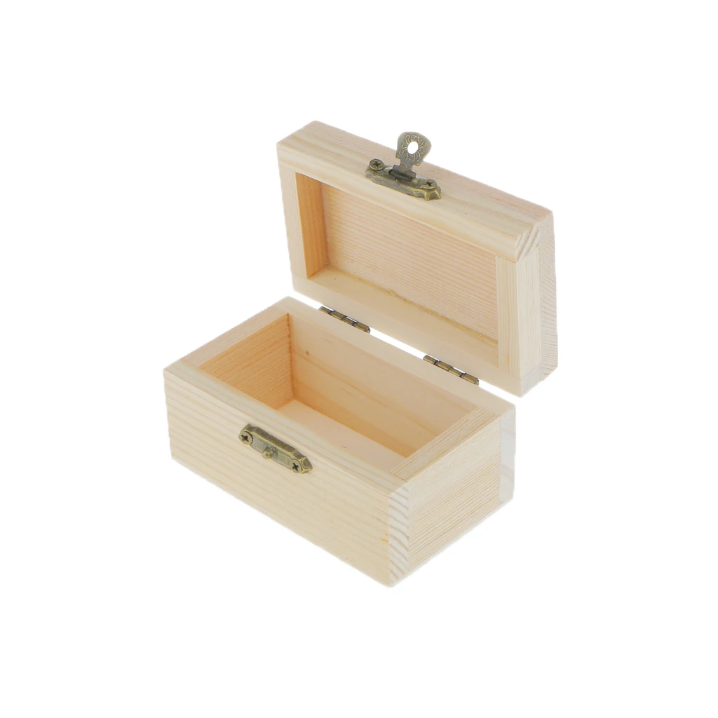 Unfinished Unpainted Plain Wooden Box With Lid for Arts Crafts Hobbies Home Décor Joyeros Organizador De Joyas