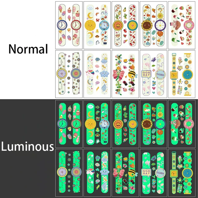 10pcs/lot Luminous Tattoo Face Temporary Girl Boys Child Body Arm Sticker Fake Small Flower Kids transfer Tattoos for Children A