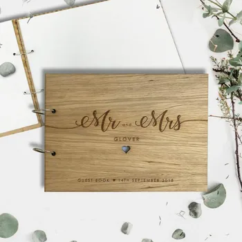 

Wood Wedding Guest Book,custom wedding Photo Album, wooden engraved guest book, personalised guest book
