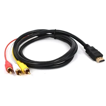 

Copper HD to RCA Cable HD Male to 3RCA AV Composite Male M/M Connector Adapter Cable Cord Transmitter