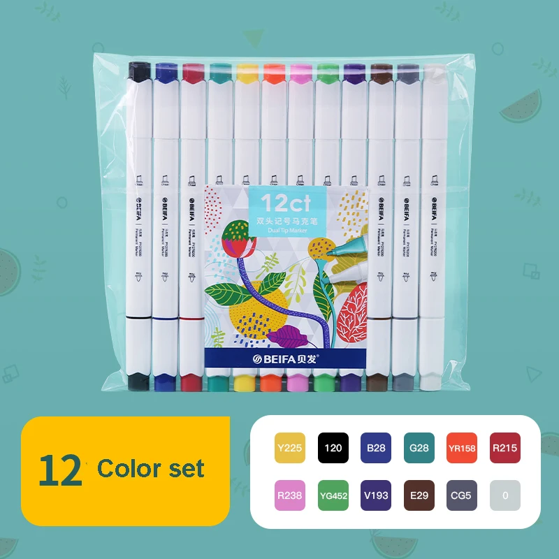 Youpin BEIFA pennarelli 12 12/24/36 colori pennarello Set doppia penna  testa acquerello arte Pучка per bambini studente disegno Manga