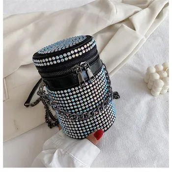 

Summer Fashion Diamond Chain Crossbody Bags For Women 2020 PU Leather Barrel Bags Female Designer Shoulder Bag Sac A Main Femme