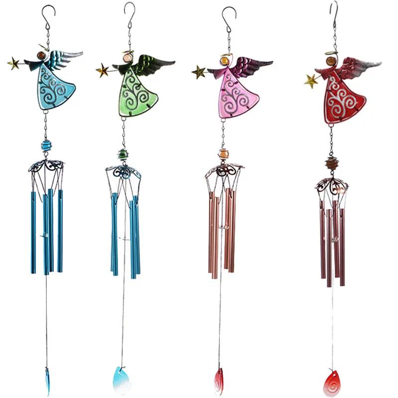 

Angel Metal Crafts Wind Chimes Glass Painted Ornaments ZAKKA Creative Home Wind Chime Pipe Bell Pendants Garden Balcony Decor