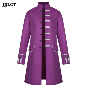 

New solid color fashion steampunk retro men's uniform European and American men's coats Medieval clothing