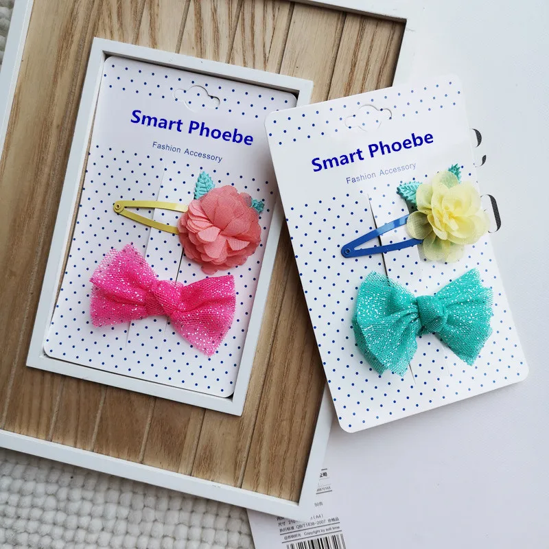 

Boutique ins 10Sets Fashion Cute Glitter Mesh Bow Snap Clips Chiffon Floral Bowknot Barrettes Princess Headware Hair Accessories