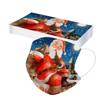 

Disposable Adult's Mask 3 Layers Ply Filter Christmas Printed Earloops Mask Non-woven Meltblown Breathable Elastic Mask Masque