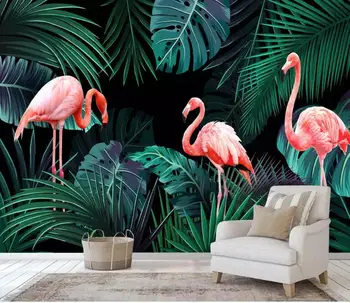 

CJSIR Custom Papel De Parede Tropical Plant Flamingo Murals for Living Room Children Room Sofa Background Wall 3d Wallpaper