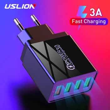 

USLION 18W 4 Ports USB Charger Quick Charge 3.0 For iPhone 11 Samsung A50 A70 A40 EU US Plug QC3.0 Fast Charging Wall Charger