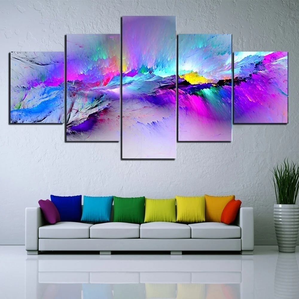 

Gift for parents Abstract 5 Pieces Colorful Clouds Poster Wall Art Landscape Canvas Painting for Home Decor Wall Picture Unframe