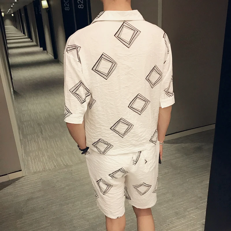 Stijl Afdrukken/комплект клубной одежды, г., футболки Zomer Vetement Homme En Korte, комплект из 2 предметов, футболки Barokke, Mannen