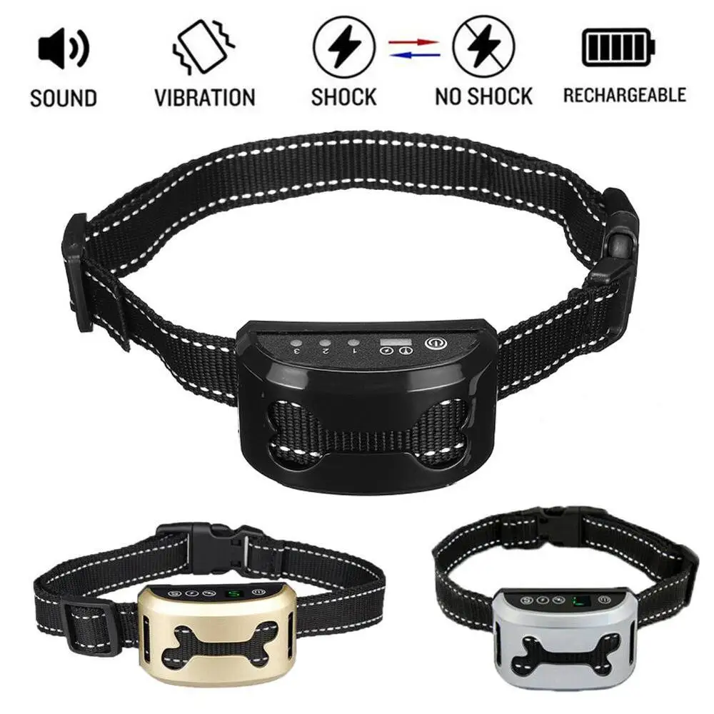 

Pet Dog Rechargeable Anti Bark Control Collar training Waterproof Stop Barking Dog Waterproof Ultrasonic Training No Bark Collar