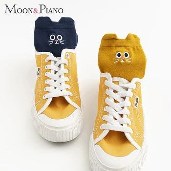 

Women Short Socks Autumn and Winter New Socks Female Europe America Funny Cartoon Cat Style Embroidery Cute Lovely Student Sock