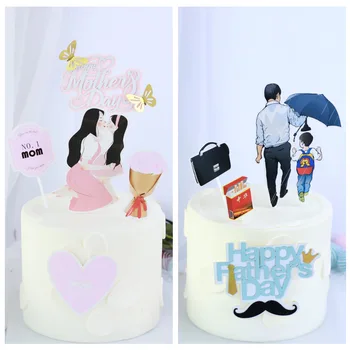 

1 set 2020 Card Character shape Father Day Cake Topper Mother's Day Birthday cake gift decoration thanksgiving Baking decoration