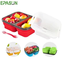 EPASUN силиконовая коробка для ленча 1100 мл Складная термо-коробка для еды складная детская печь Bento Box отсек переносной контейнер для еды