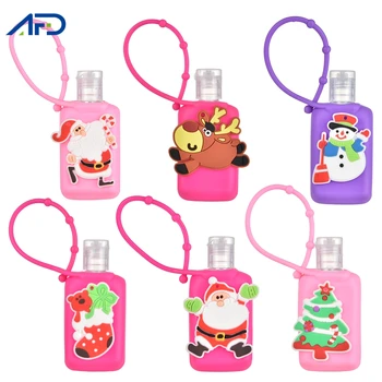 

6pcs Cute Santa Claus Christmas Silicone Mini Hand Sanitizer No Clean Soap Dispenser Detachable Cover Gel Holder for Kids