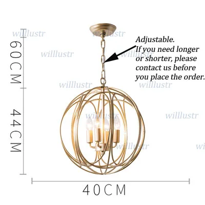 American Vintage Iron Pendant Lamp Metal Globe Suspension Light Hotel Foyer Cafe Lounge Bedroom Balcony Study Hanging Lighting - Цвет корпуса: 4 Heads