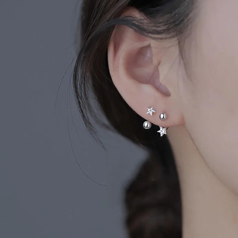 925 Silver Star Flash Crystal Earrings