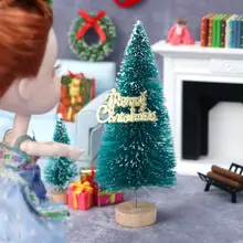 Arbre de noël Miniature en bois pour maison de poupée 1/12, bricolage beau, maison de poupée, accessoires de meubles