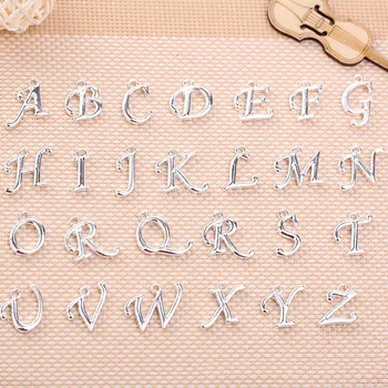 

(26Pcs) A-Z Initial Letters Alphabet Pendant Charms Hand Stamped Capital Cursive Letter Charms For Bracelet Necklace DIY
