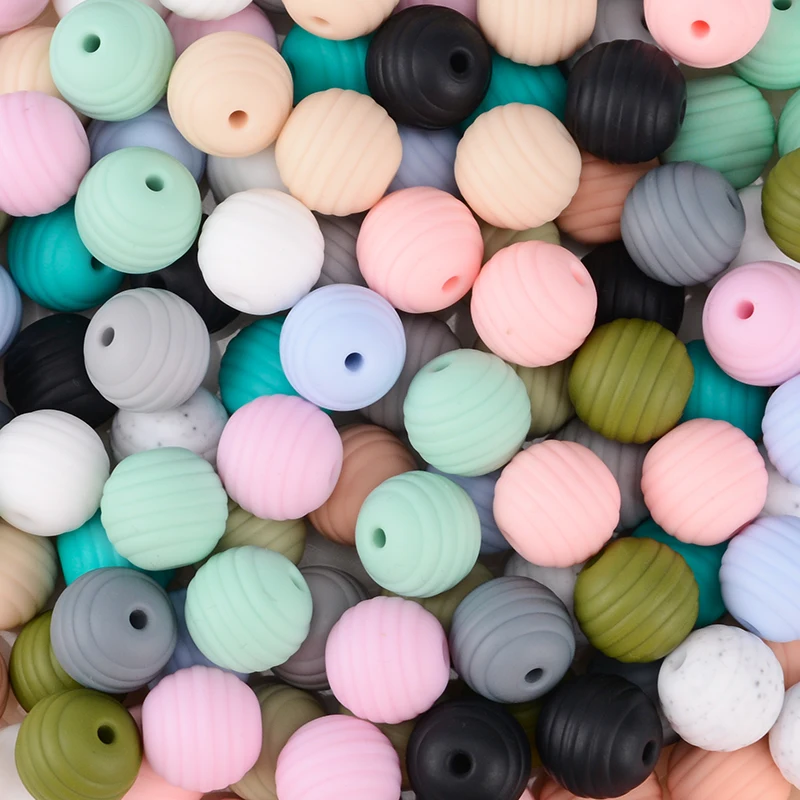 LOFCA 100 Stück Beehive Silikonperlen Lebensmittelqualität Threade Silikon Beißring DIY Schnullerclips Spirale Halskette Baby Beißringherstellung – Detail 3