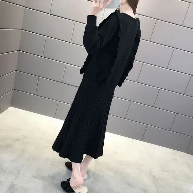 Blusas De Inverno Feminina, джемпер из лайкры, компьютерный трикотажный пуловер, 9466, настоящая фотография, Осень-зима, свитер из двух частей 70