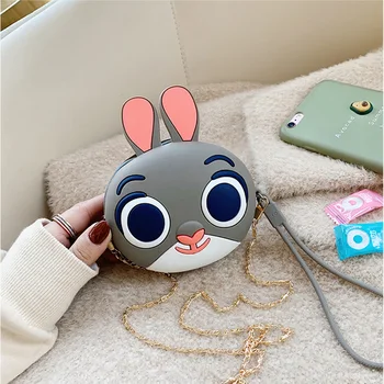 

Q UNCLE Cartoon Cute Dinosaur Pig Kids Purse Zipper Silica Gel Kawaii Mini Wallet Chain Coin Purses Waterproof Messenger Bags