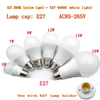 

Led Bulb Light E27 Spotlight 3W 5W 6W 7W 9W 12W 15W 18W AC 220V Indoor Table Night Lamp Lampada Bombillas Energy Saving