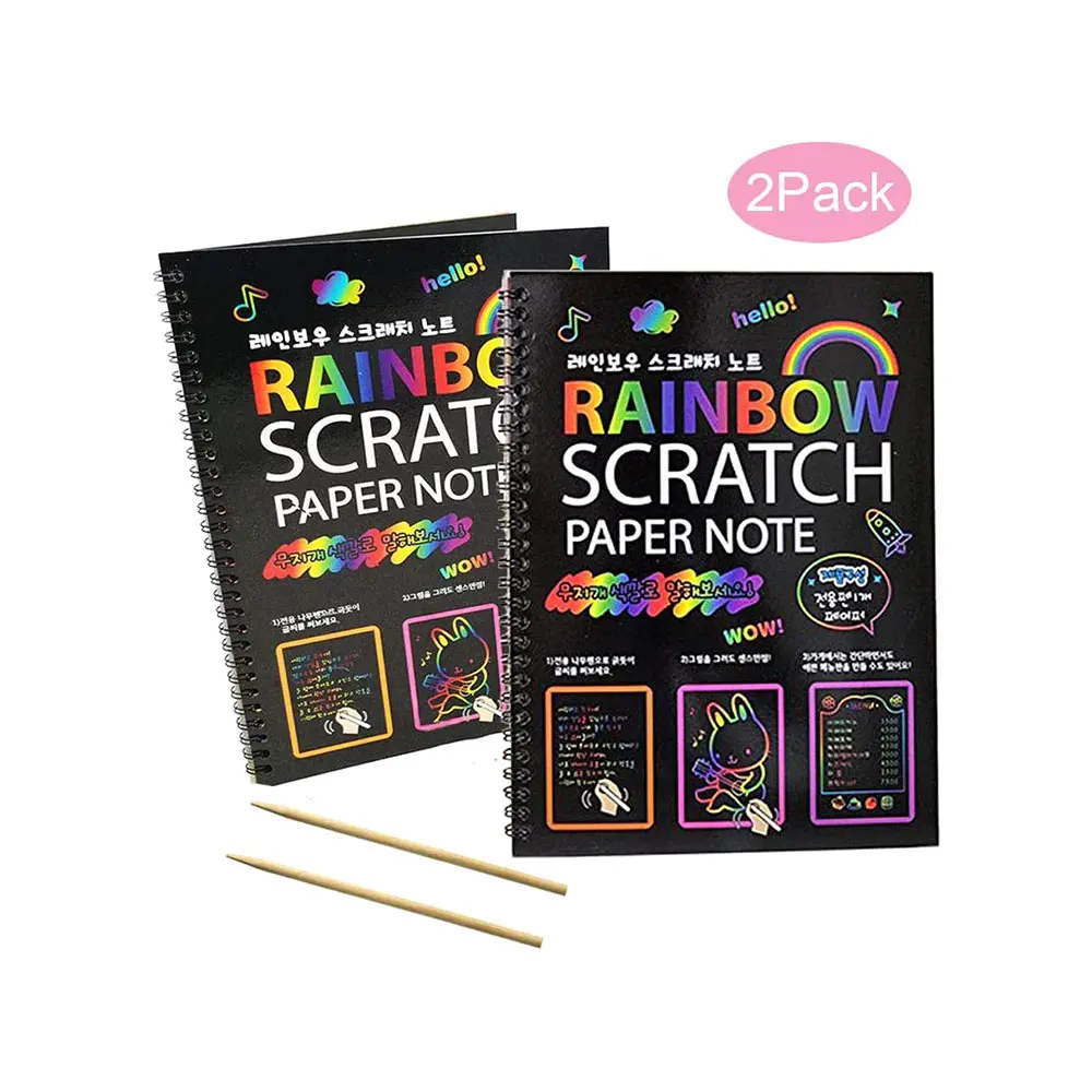 Цветная гравюра на картоне. Блокнот для рисования светом. Скретч для заметок. Скретч бумага. Scratch paper.