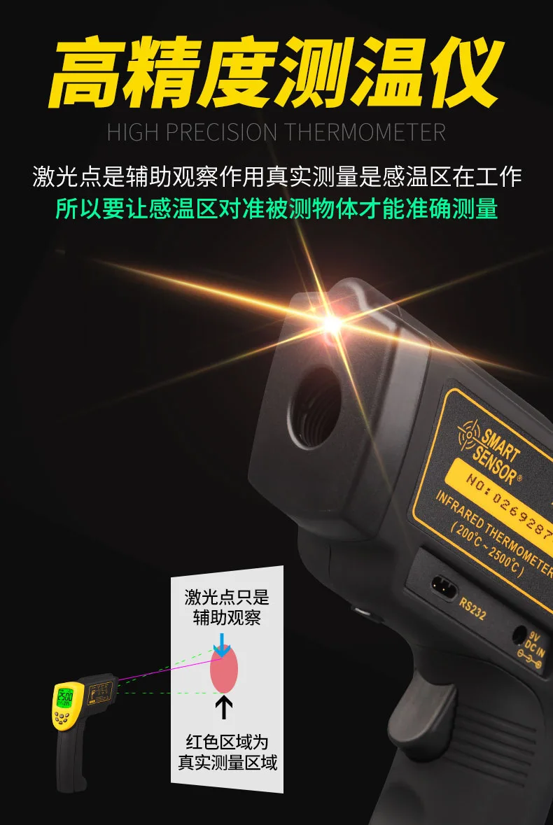 Умный датчик AR922+ Высокоточный цифровой инфракрасный термометр Диапазон измерения