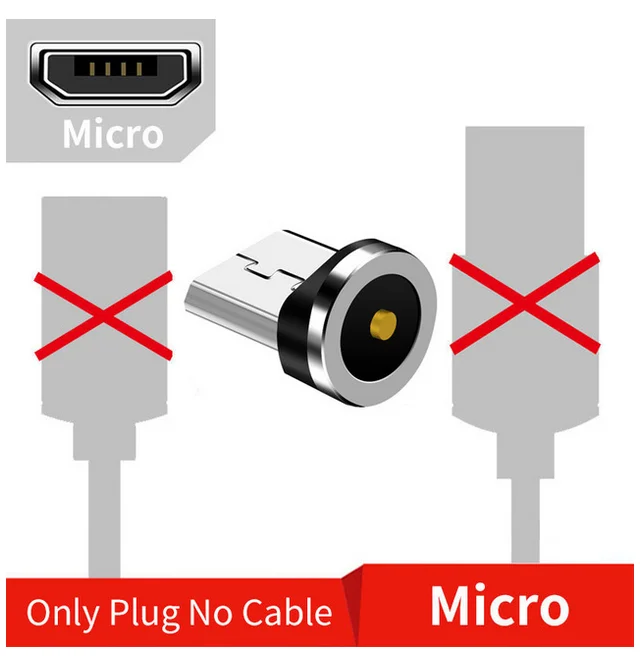 Micro plug Магнитный Micro USB кабель Olaf 2 м для iPhone, samsung, Xiaomi, huawei, зарядный кабель USBType C, Магнитный зарядный провод - Цвет: Micro plug