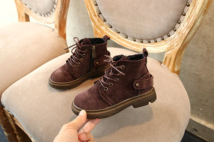 New Autumn Kids Genuine Leather Boots Baby Girls Martin Boots Children Ankle Boots Boys Black Brand Shoes Fashion Soft Boots