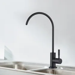 Deck Mounted 304 Stainless Steel Black Kitchen Faucets Direct Drinking Tap Single Handle Water Purifier Faucet Use for Sink