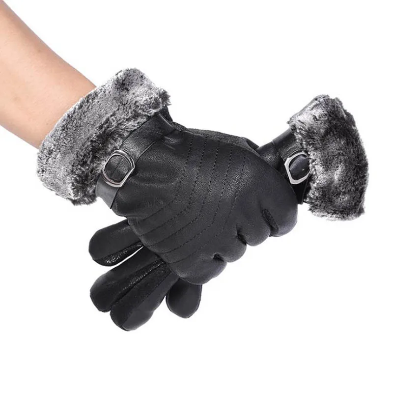 Calymel перчатки для мужчин и женщин модные теплые кашемировые кожаные мужские зимние перчатки для вождения водонепроницаемые высококачественные перчатки - Цвет: I02 07