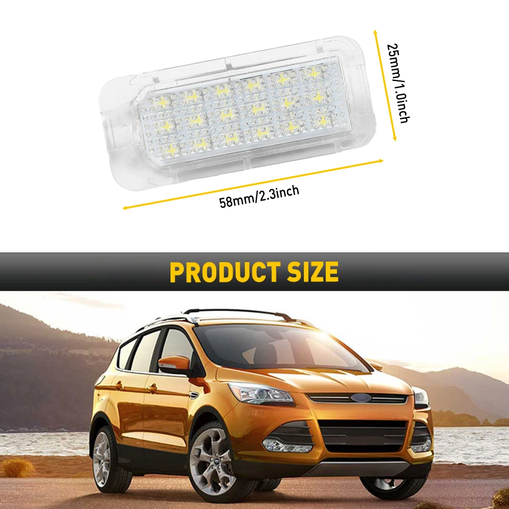 Фото AUXITO 2 шт. Canbus светодиодный светильник номерного знака для Ford Fiesta Escape Expedition Explorer Fusion Lincoln MKC 6000k белый 12В №2