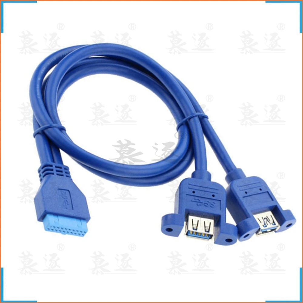 Синий 0 5 м USB 3 материнская плата 20pin к USB3.0 два порта гнездовой разъем кабель Шнур 50