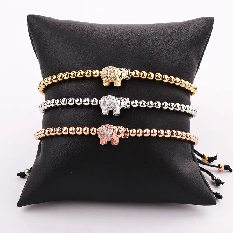 Men women Jewelry Bracelet CZ Pave Cute Elephant Charm Stainless Steel Beads Friendship Lucky Bracelet Gift - Image 5