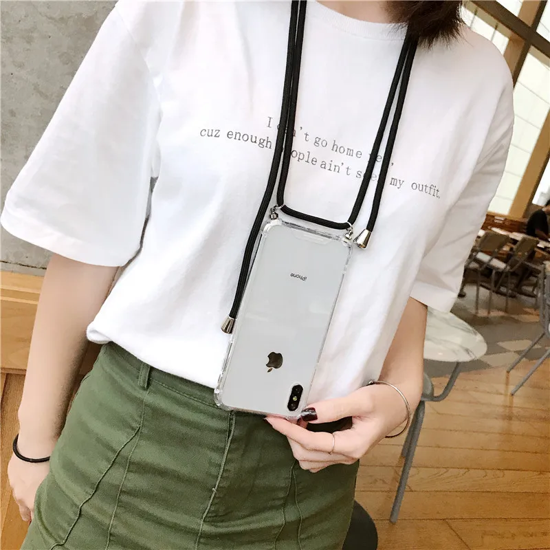 

Transparent TPU Cell Phone Case With Shoulder Neck Strap For Huawei mate 9 10 20 pro P9 P10 P20 lite P30 pro With Lanyard Strap