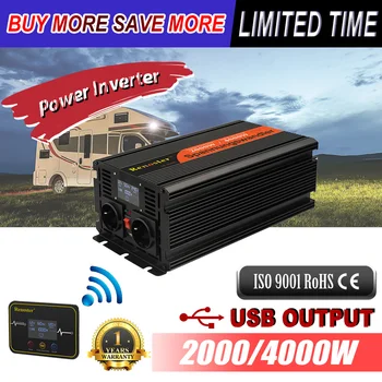 

Modified Sine Wave Power Inverter 12v to 220v Voltage 2000/4000W Transformer with LCD Display Wireless Control for Fast Charge