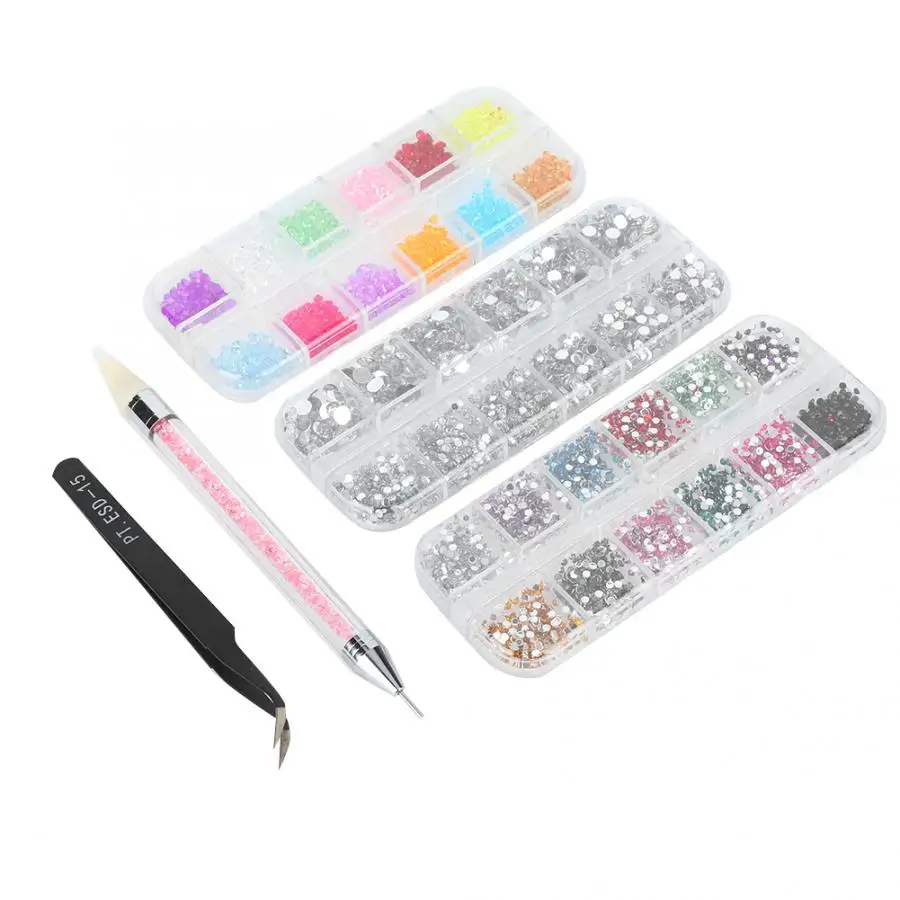 Nail Art DIY Маникюрный Инструмент плоская остроконечная основа мини-бисер набор украшений для дизайна ногтей