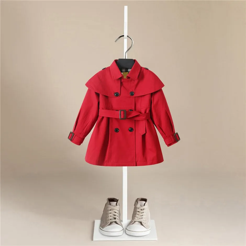 Toddler Baby Girls Bowknot Trench Coat with Belt Princess Autumn Windbreaker Jacket