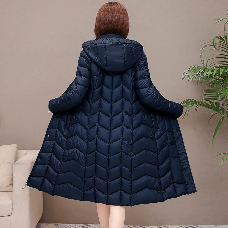 

2019 Winter New Style Cotton-padded Clothes Women's Warm Thin over-the-Knee down Jacket Cotton-padded Clothes Women's Long Hoode