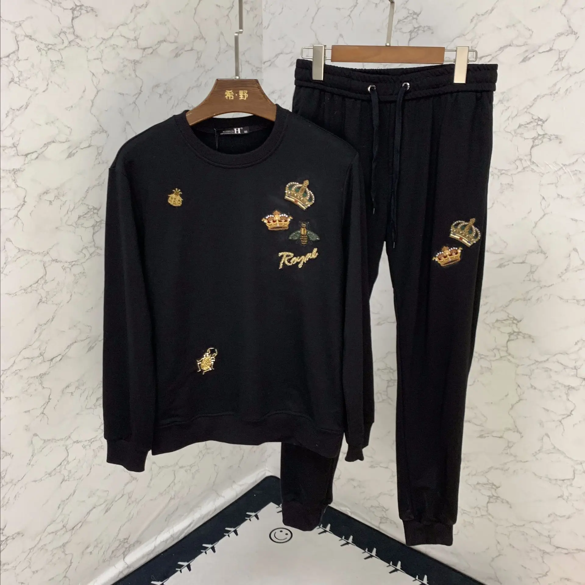 

2019 Sportswear Hoodies Set Clothes Embroidery Sweat Suits Men Full Slim Tracksuits Cotton Sweatshirts Coats Track Suits Joggers