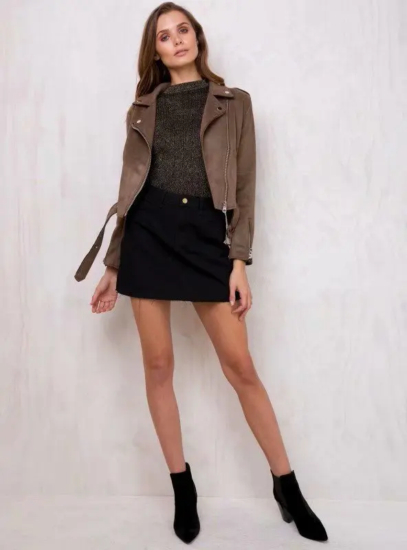 Very best  Ozhouzhan 2018 Autumn New Style Fold-down Collar Locomotive Leather Coat Women's Suede Leather Jack