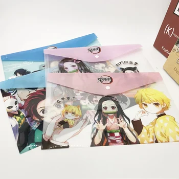 

For A4 Anime Demon Slayer Kimetsu No Yaiba Kamado Tanjirou Nezuko Folder File Bag Document Organizer Storage Bag Stationery