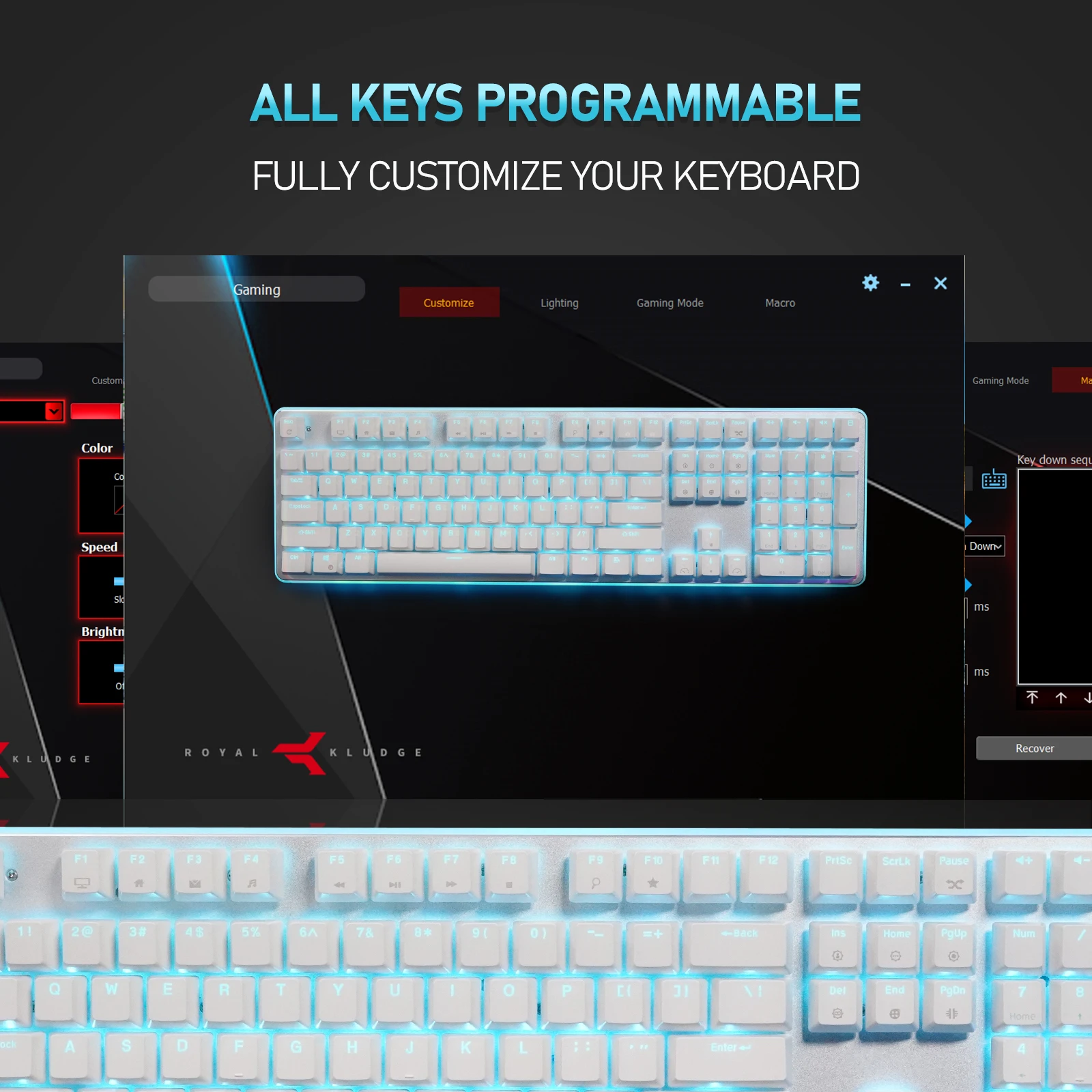 best computer keyboard Official Original RK918 Wired Mechanical Keyboard, RGB Backlit Gaming Keyboard with Large LED Sorrounding Side Lamp,108 Keys desktop computer keyboard