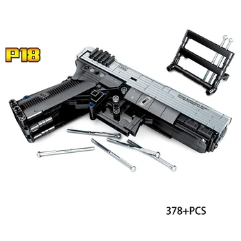 

modern military game pugb Simulation building block gun with shooting P18 Pistol assemble model bricks toys collection for boys