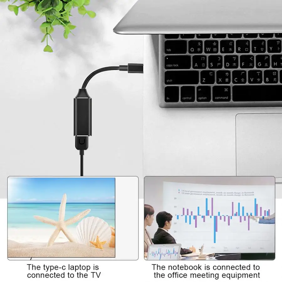 Адаптер переходник для проекционного экрана телефона с разъемами типа C и HDMI 4K 30
